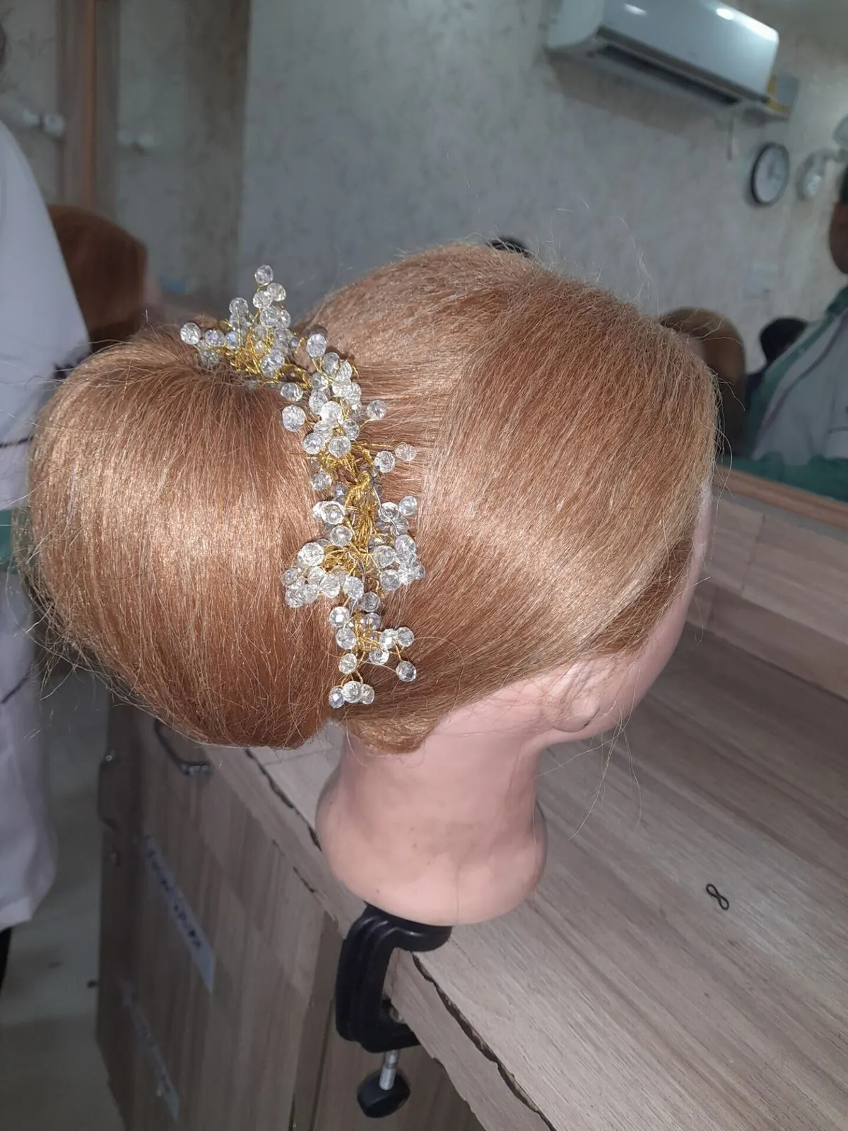 Bridal bun with crystal accessory