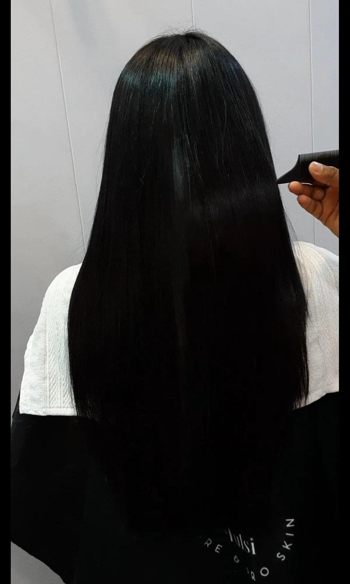 Smooth straight hair after keratin treatment